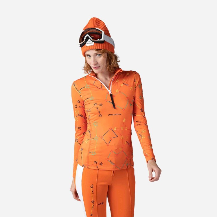 Bluza Rossignol JCC damska Booster 12 Zip pomarańczowa .jpg