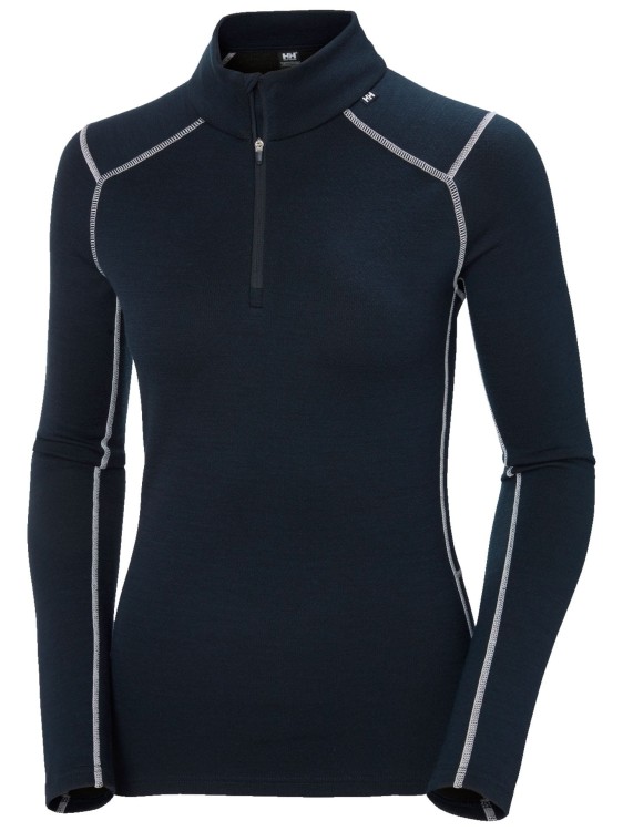 Koszulka Termoaktywna Helly Hansen W Lifa Merino Midw 1/2 Zip Granatowa