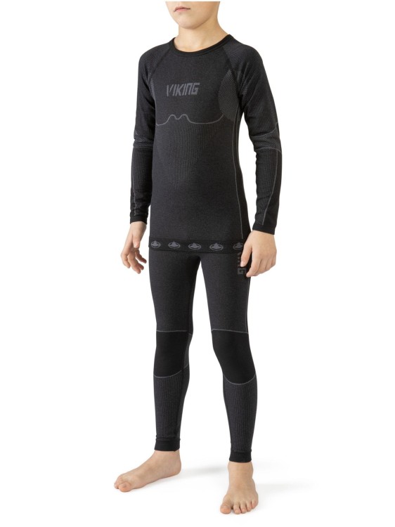 Bielizna Termoaktywna Viking Base Layer Riko Kids Set Czarno-Szara