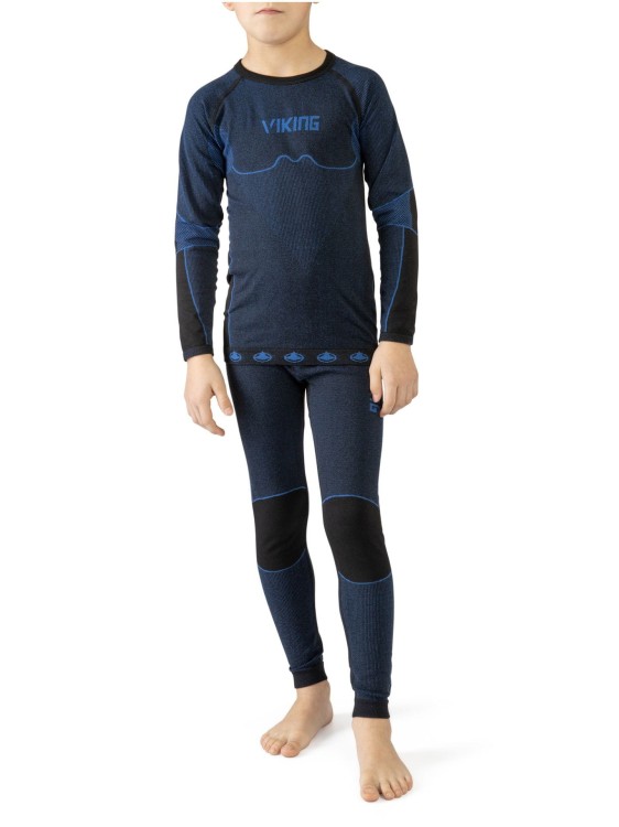 Bielizna Termoaktywna Viking Base Layer Riko Kids Set Czarno-Niebieska