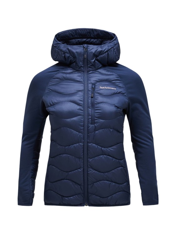 Kurtka Peak Performance damska Helium Down Hybrid Hood granatowa