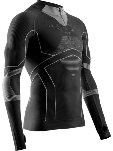 Koszulka termoaktywna męska z długim rękawem X-Bionic Energy Accumulator Light z zamkiem 1/2 czarno-szara