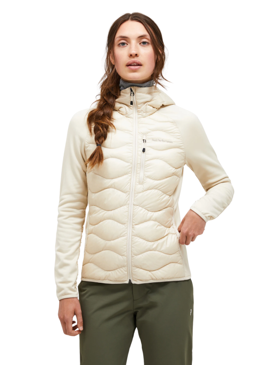 Kurtka Peak Performance puchowa damska Helium Down Hybrid Hood beżowa
