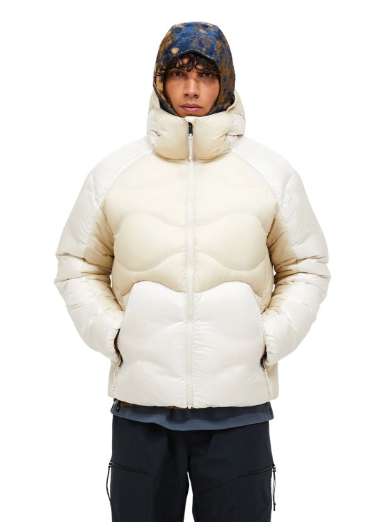 Kurtka Peak Performance męska M Helium Diamond Fuse Down Hood Sand Fog
