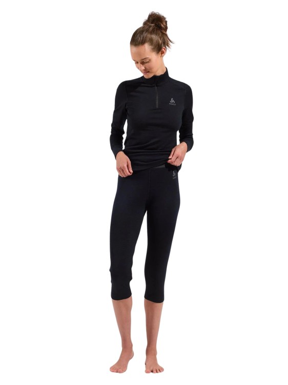 Legginsy termoaktywne damskie Odlo Merino 3/4 Black