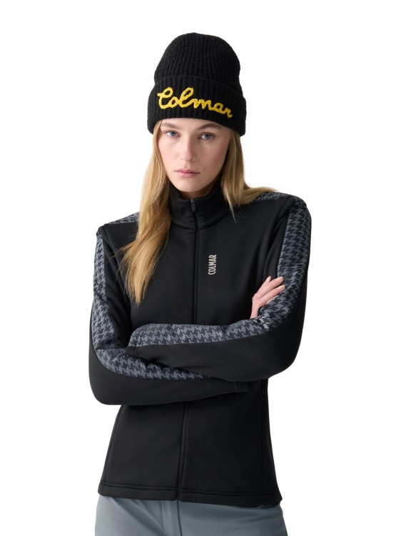 Bluza damska Colmar Full Zipper Stretch Thermal Fleece with Sleeve Pied De Poule Insert Black