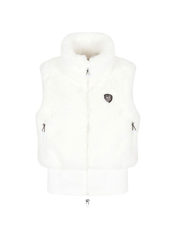 Kamizelka narciarska damska EA7 Emporio Armani Cortina Eco-Fur Vest White