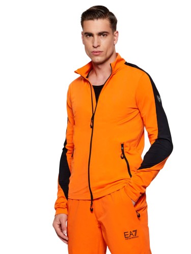 Bluza narciarska męska EA7 Emporio Armani Kitzbühel Powerstretch Colorblock Full Zip Flame