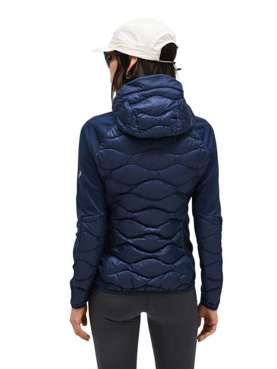 Kurtka Peak Performance damska Helium Down Hybrid Hood granatowa