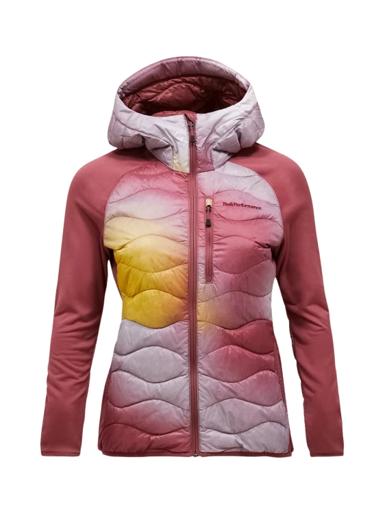 Kurtka puchowa damska Peak Performance Helium Aop Down Hybrid Hood aop / wild rouge