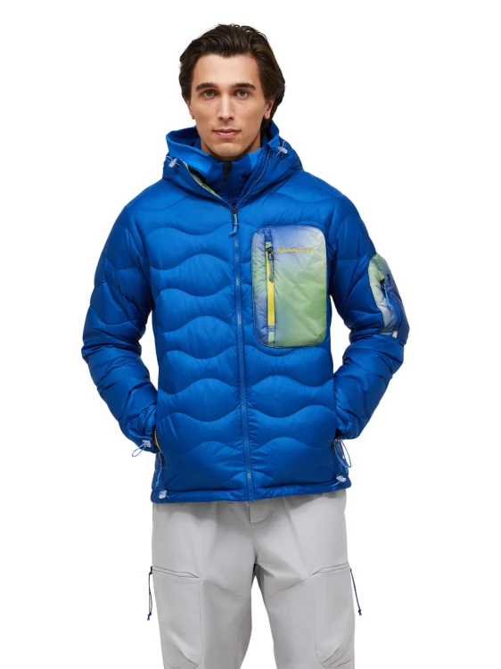 Kurtka puchowa męska Peak Performance Helium AOP Utility Down Hood true blue/aop