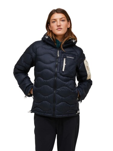 Kurtka puchowa damska Peak Performance Helium Utility Down Hood Jacket black/sand fog