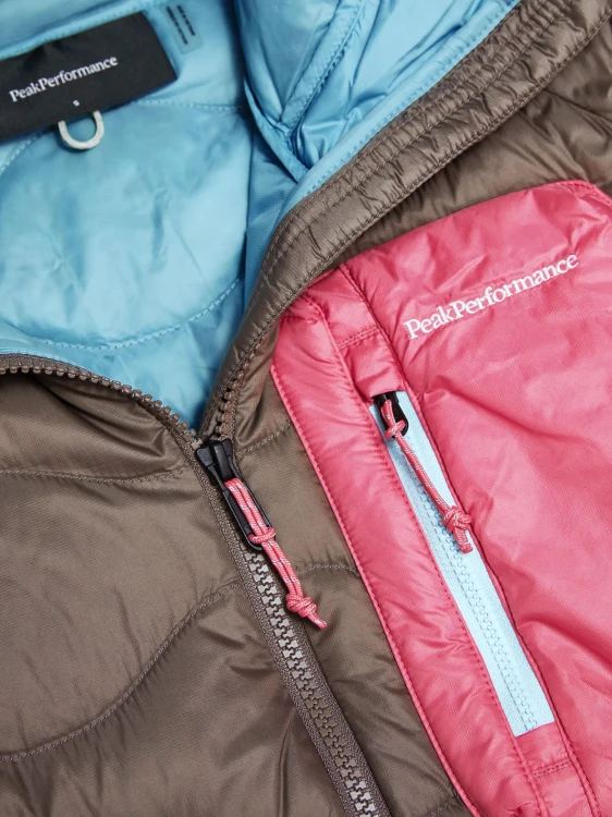 Kurtka puchowa damska Peak Performance Helium Utility Down Hood Jacket terrain tan/mountain blush