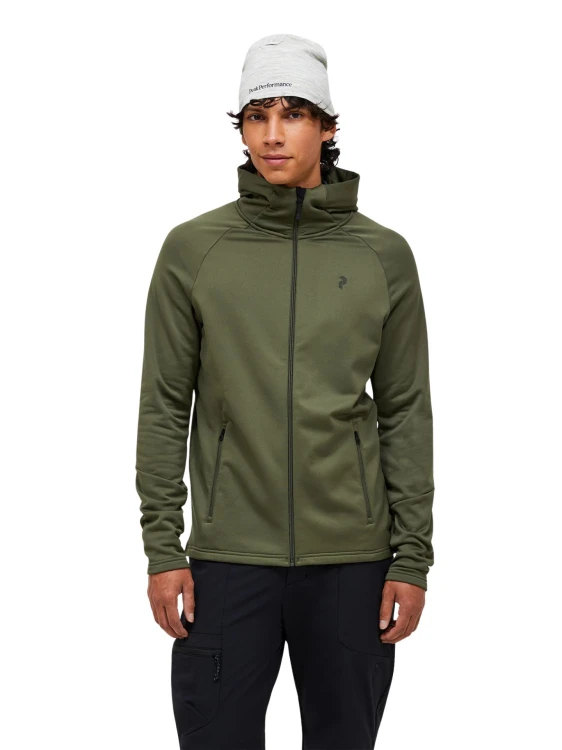 Bluza męska Peak Performance Rider Essentials Midlayer Zip Hood pine needle