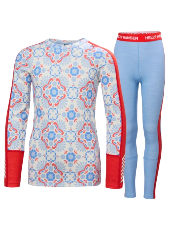 Bielizna termoaktywna dziecięca Helly Hansen Graphic Lifa Merino Set bright blue