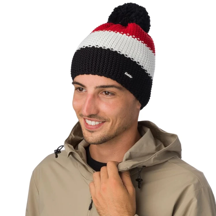 Czapka Eisbar Star Pompon MÜ black/white/red