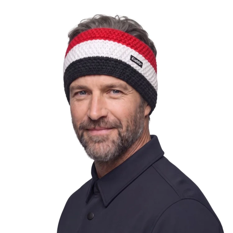 Opaska Eisbar Star Stirnband black/white/red