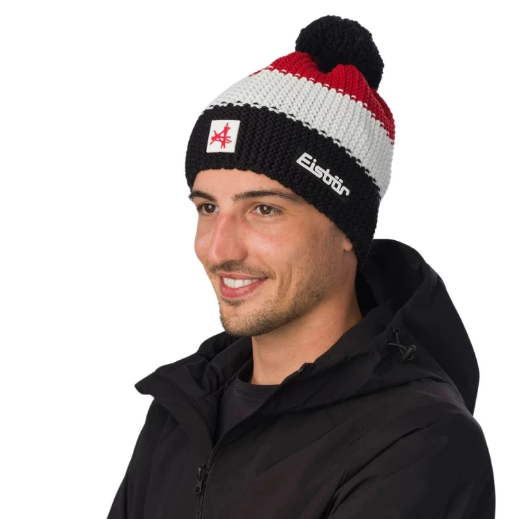 Czapka Eisbar Star Pompon MÜ SA black/white/red
