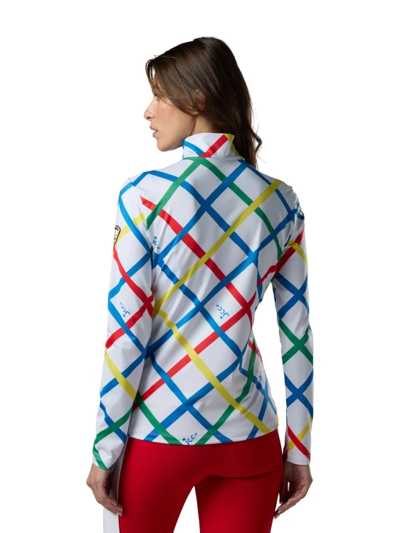 Bluza narciarska damska Rossignol JCC Quarter Zip First Layer Multicolor Print