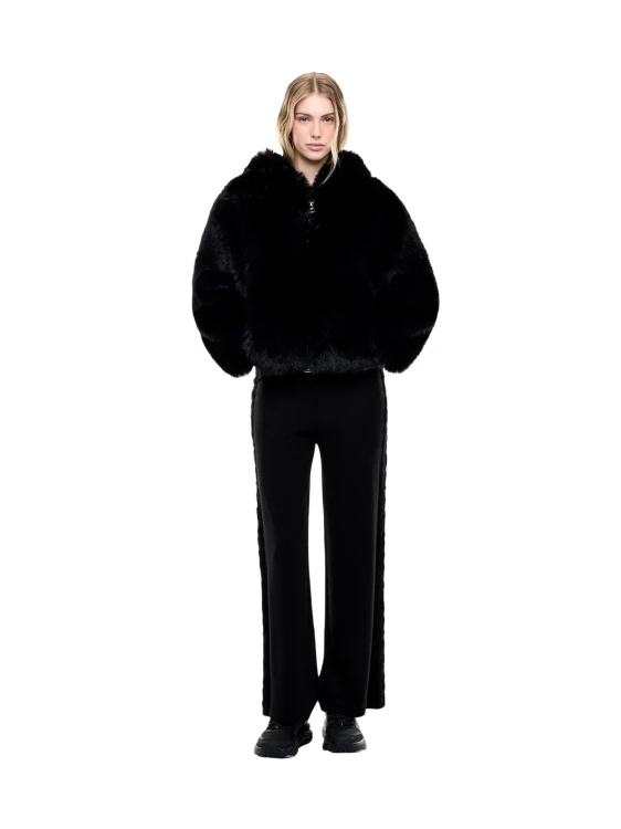 Kurtka narciarska damska EA7 Emporio Armani Faux-Fur-Effect Black