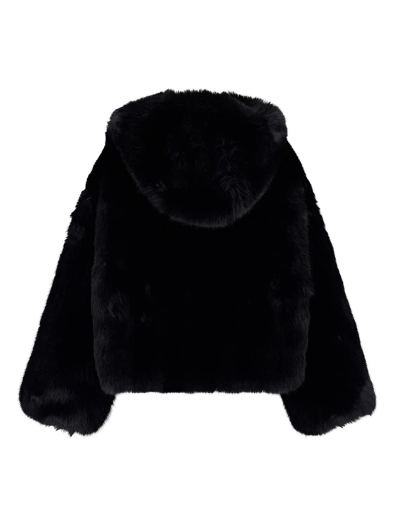 Kurtka narciarska damska EA7 Emporio Armani Faux-Fur-Effect Black