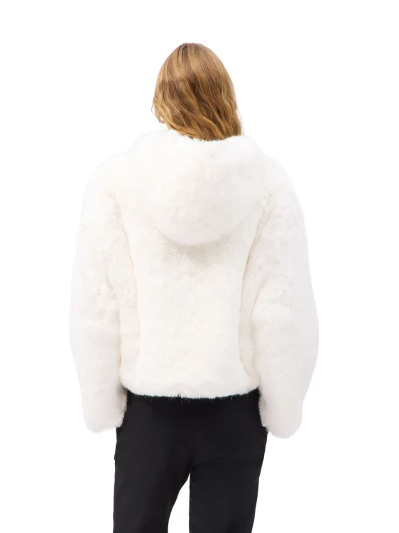 Kurtka narciarska damska EA7 Emporio Armani Faux-Fur-Effect White