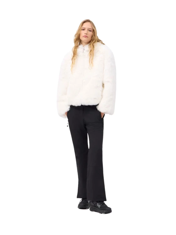 Kurtka narciarska damska EA7 Emporio Armani Faux-Fur-Effect White