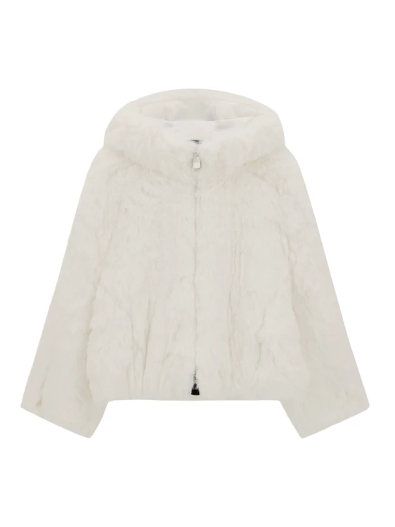 Kurtka narciarska damska EA7 Emporio Armani Faux-Fur-Effect White