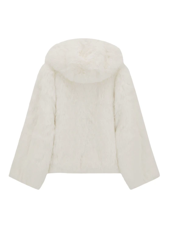 Kurtka narciarska damska EA7 Emporio Armani Faux-Fur-Effect White