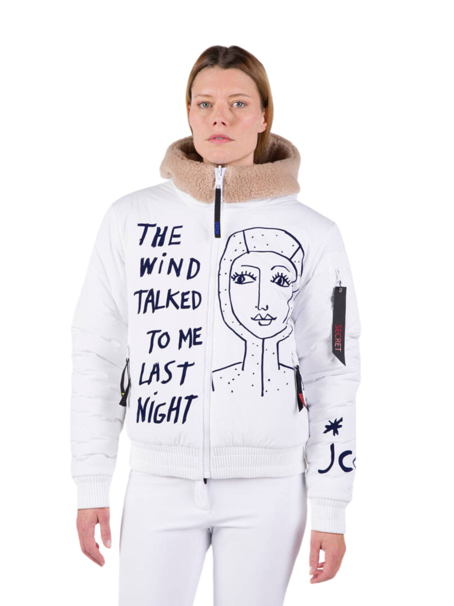 Kurtka narciarska Rossignol JCC damska W Yety Fleecy Bomber JKT biała