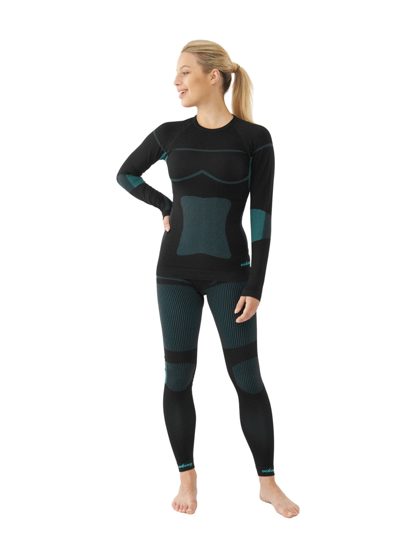 Bielizna Termoaktywna Viking Base Layer Ilsa Lady Set Czarno-Zielona