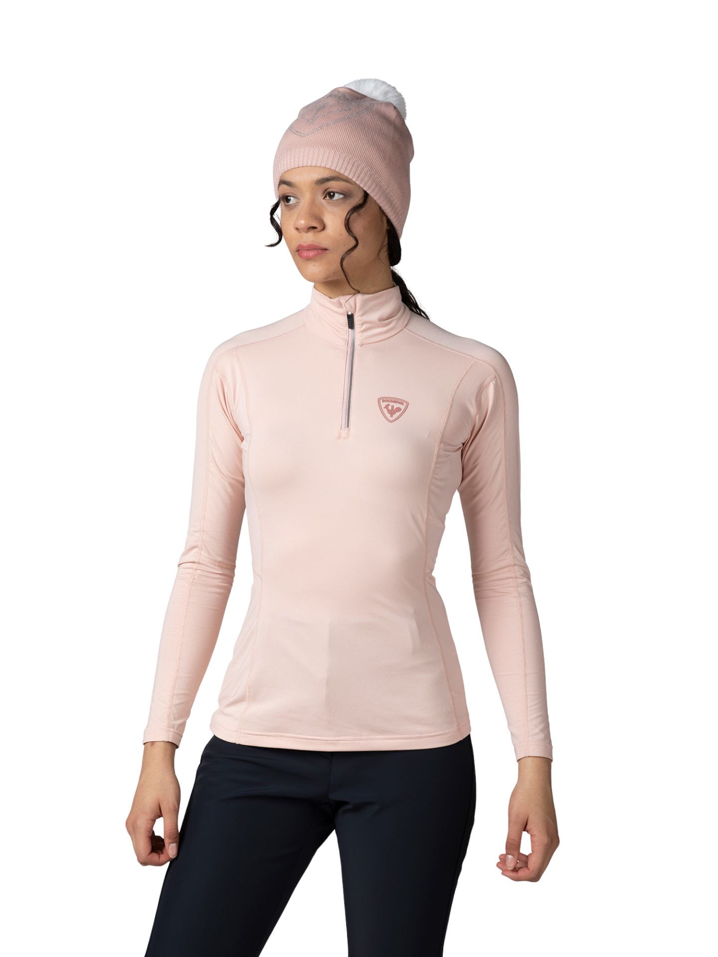 Koszulka termoaktywna Rossignol W Classique 1/2 Zip różowa