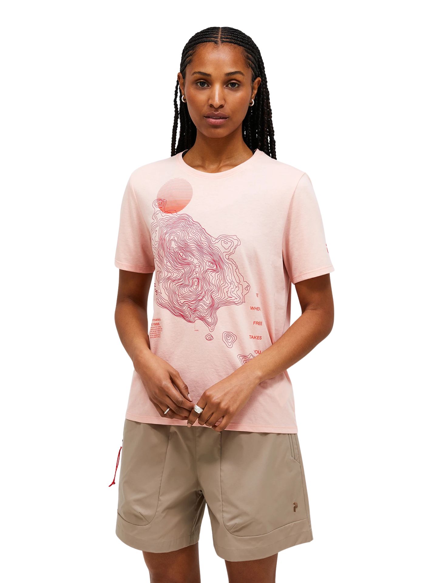 Koszulka Peak Performance damska W Explore Graphic Peach Fuzz