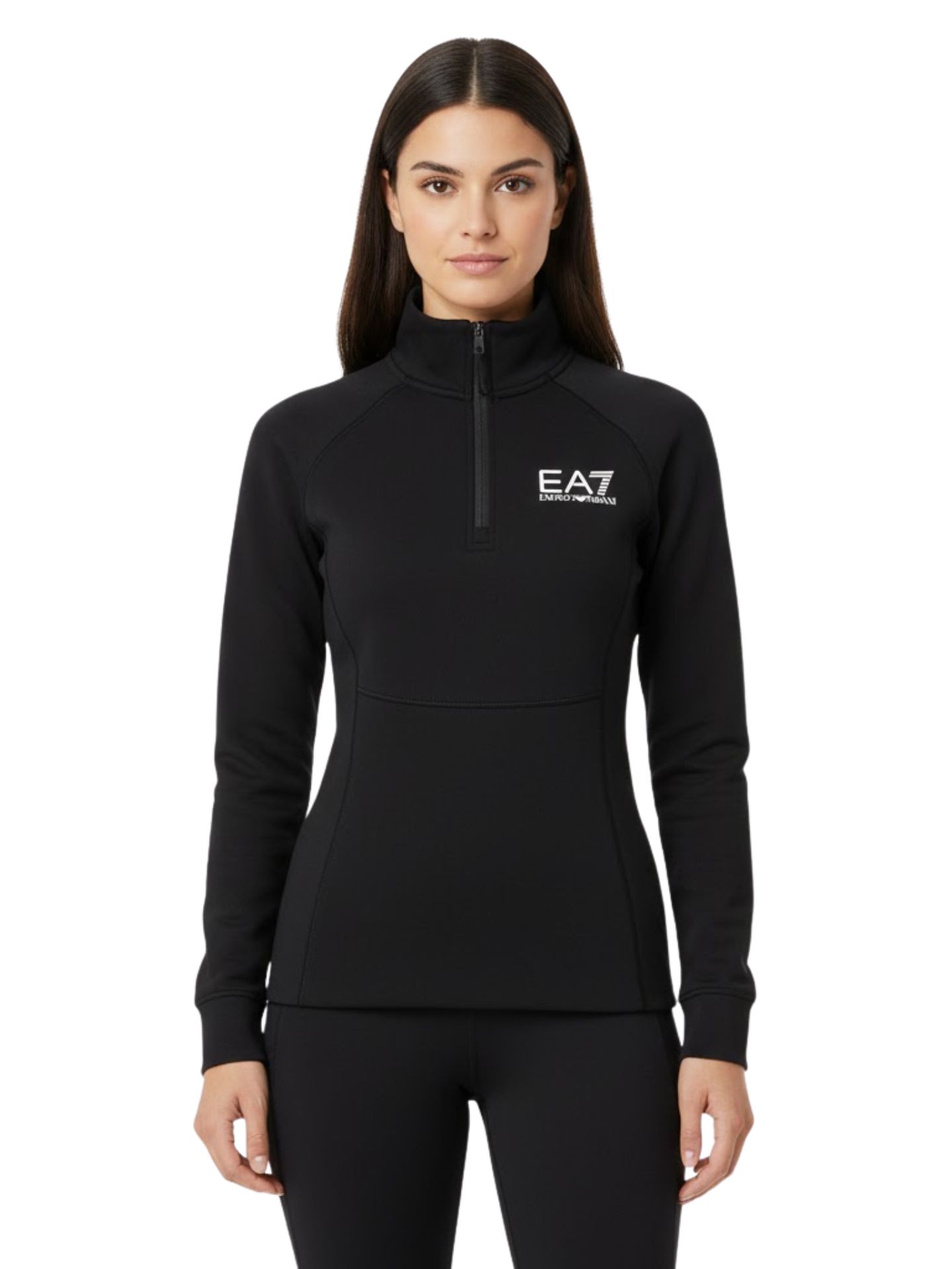 Bluza narciarska damska EA7 Emporio Armani Kitzbühel Powerstretch Half Zip Black