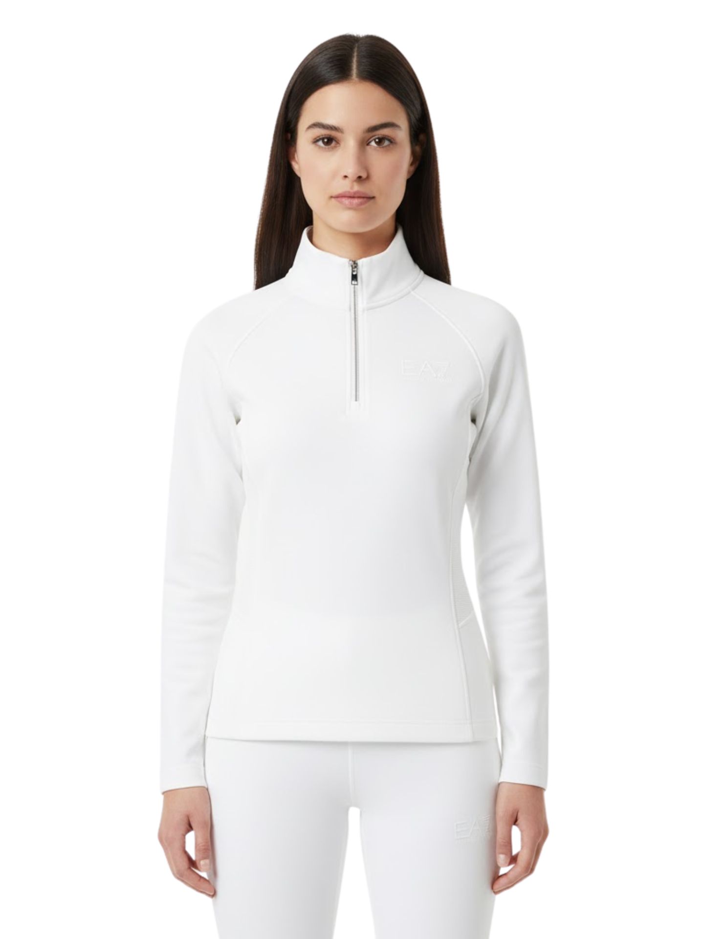 Bluza narciarska damska EA7 Emporio Armani Kitzbühel Powerstretch Half Zip White