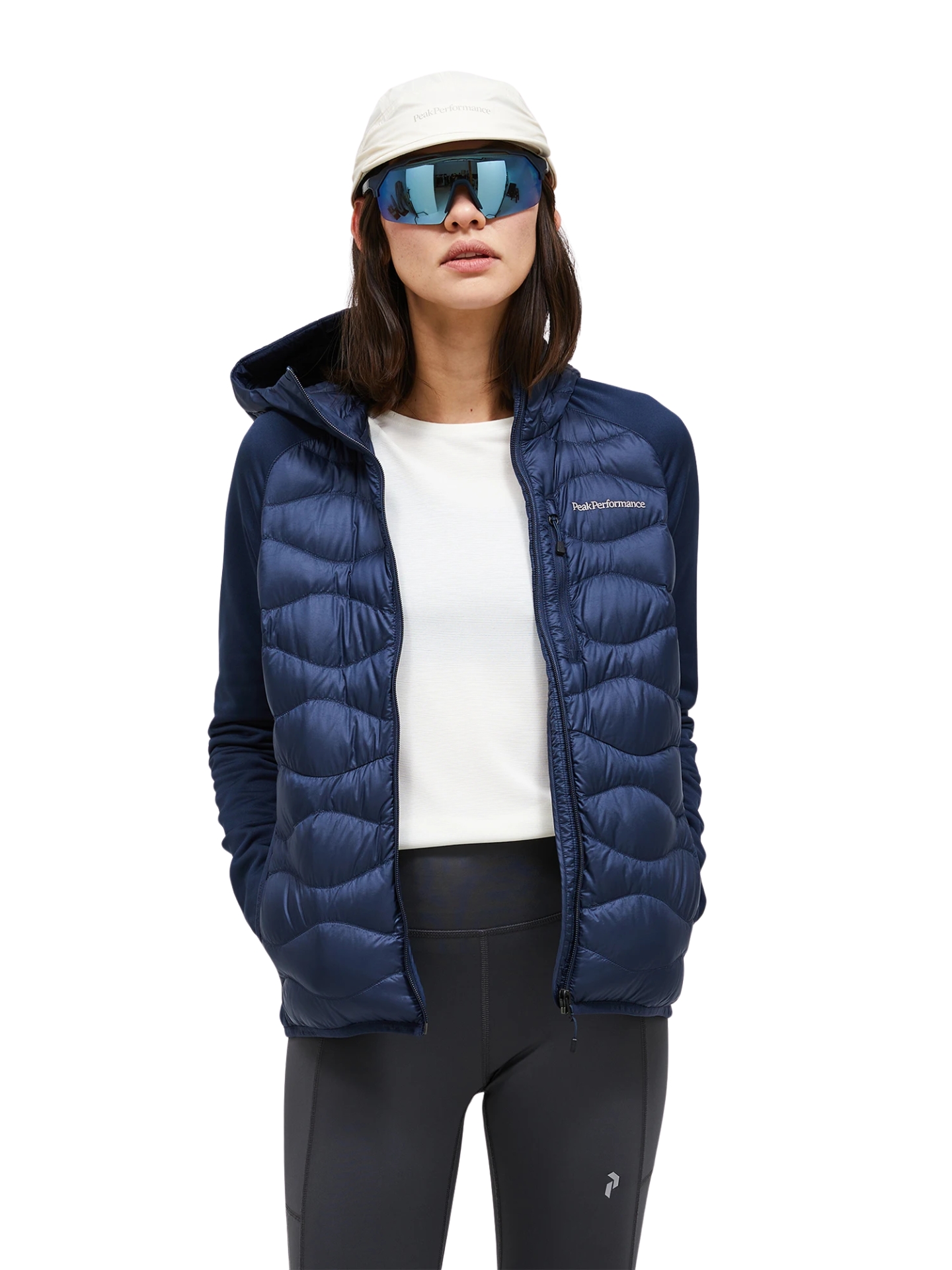 Kurtka Peak Performance damska Helium Down Hybrid Hood granatowa