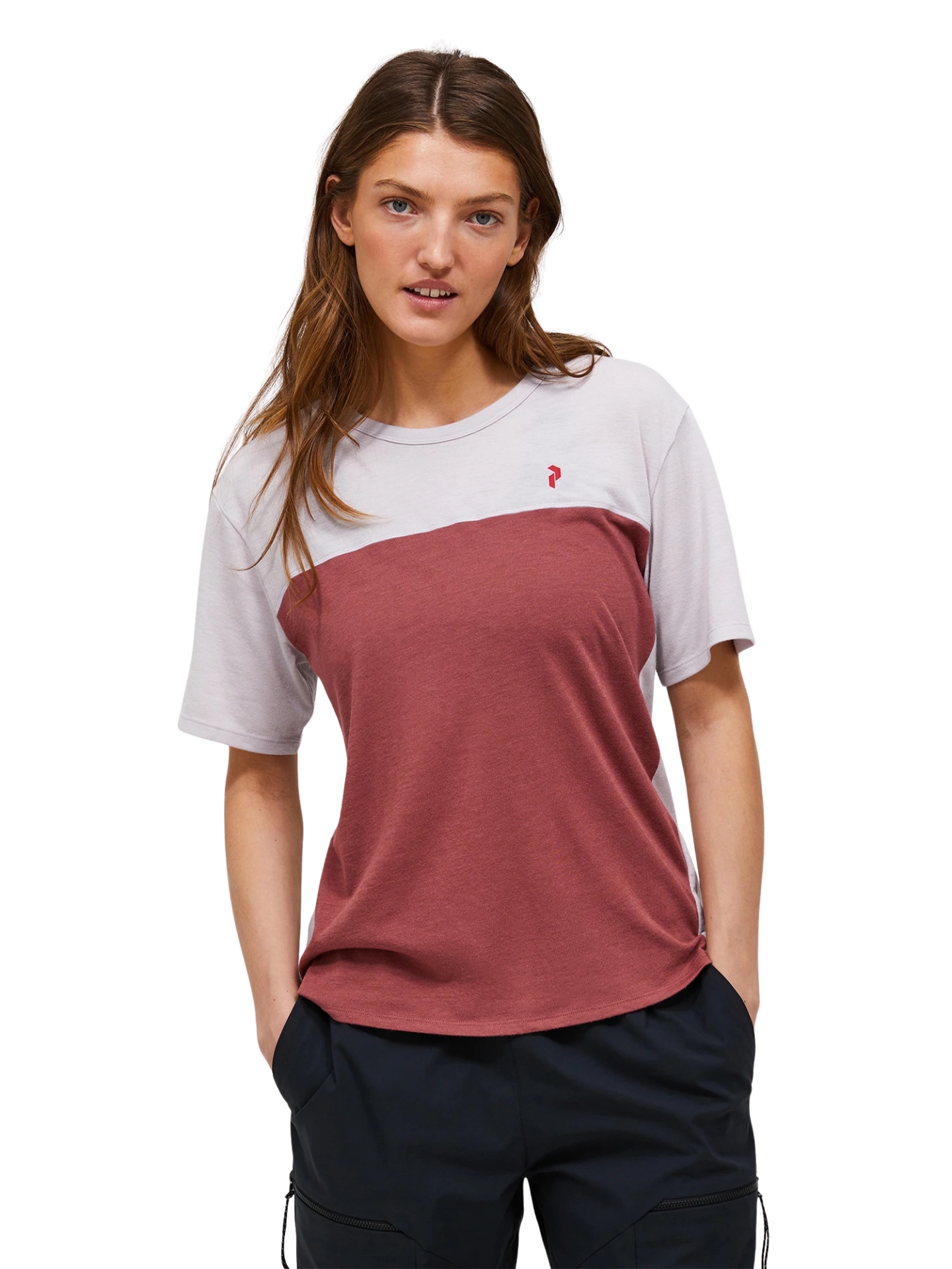 Koszulka damska Peak Performance Trail Wool Blend SS misty lavender / wild rouge