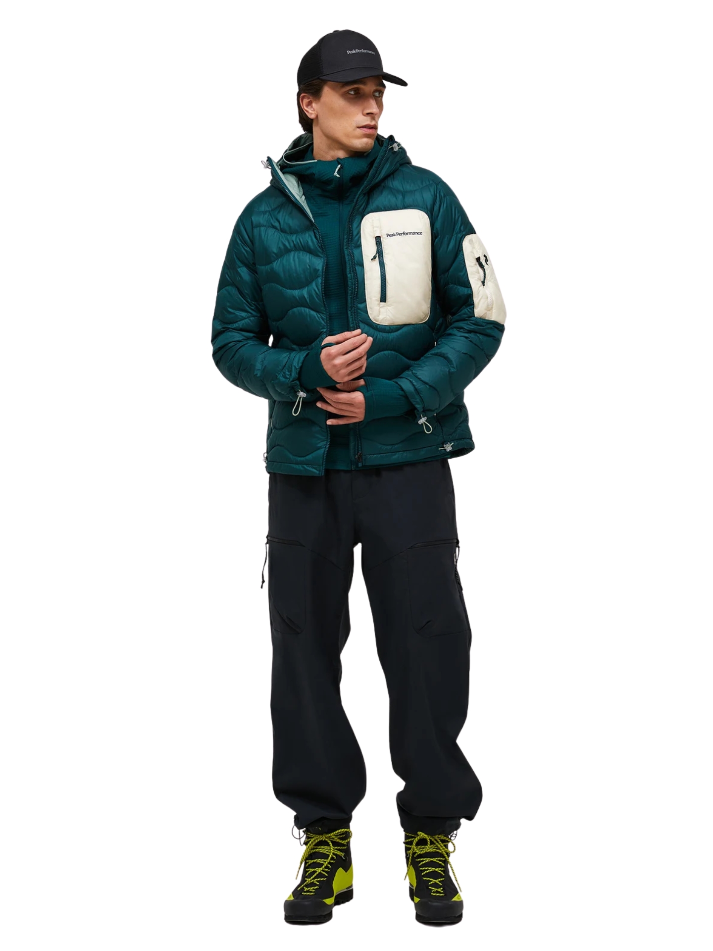 Kurtka puchowa męska Peak Performance Helium Utility Down Hood Jacket ponderosa pine / sand fog