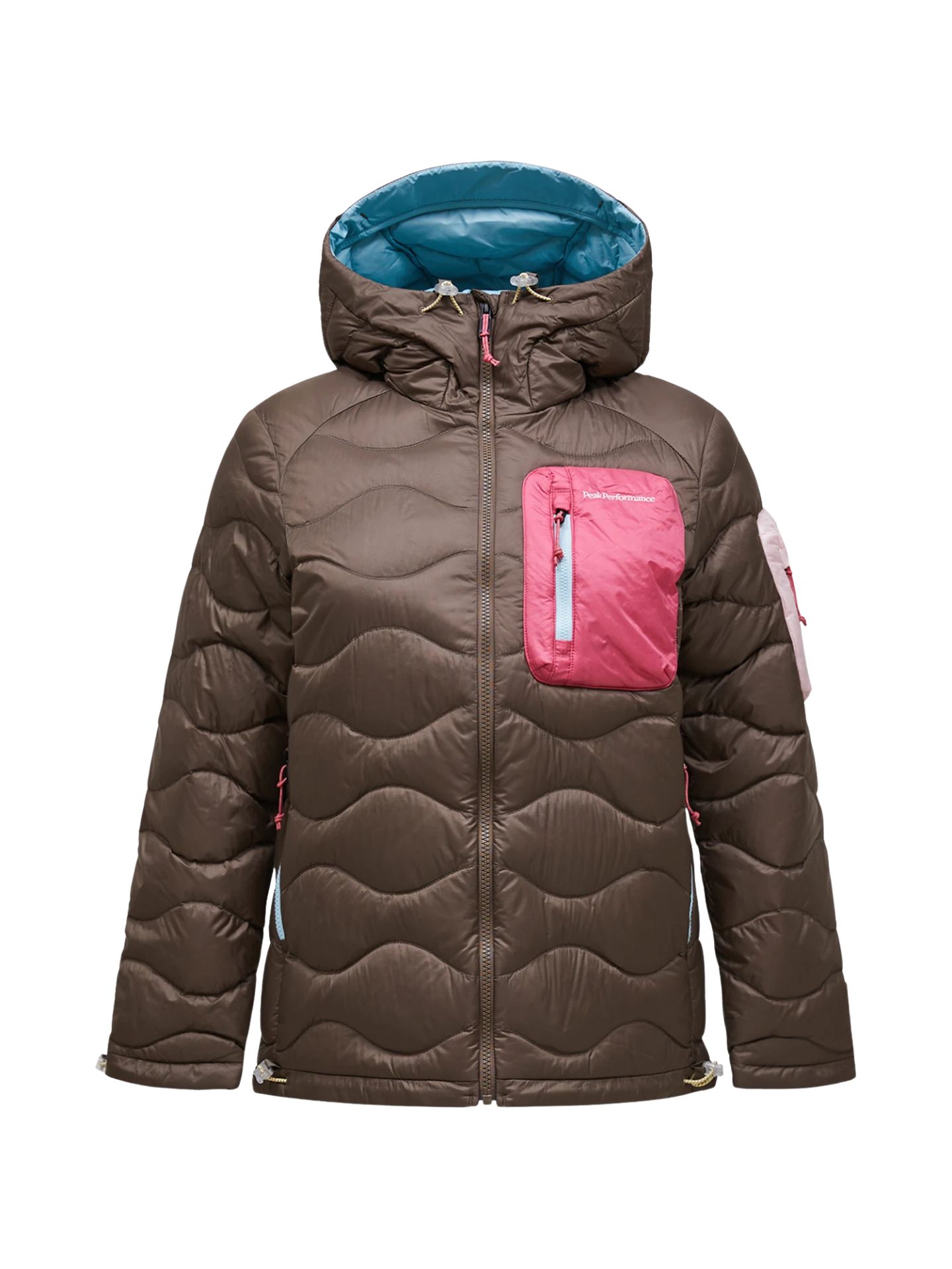 Kurtka puchowa damska Peak Performance Helium Utility Down Hood Jacket terrain tan/mountain blush