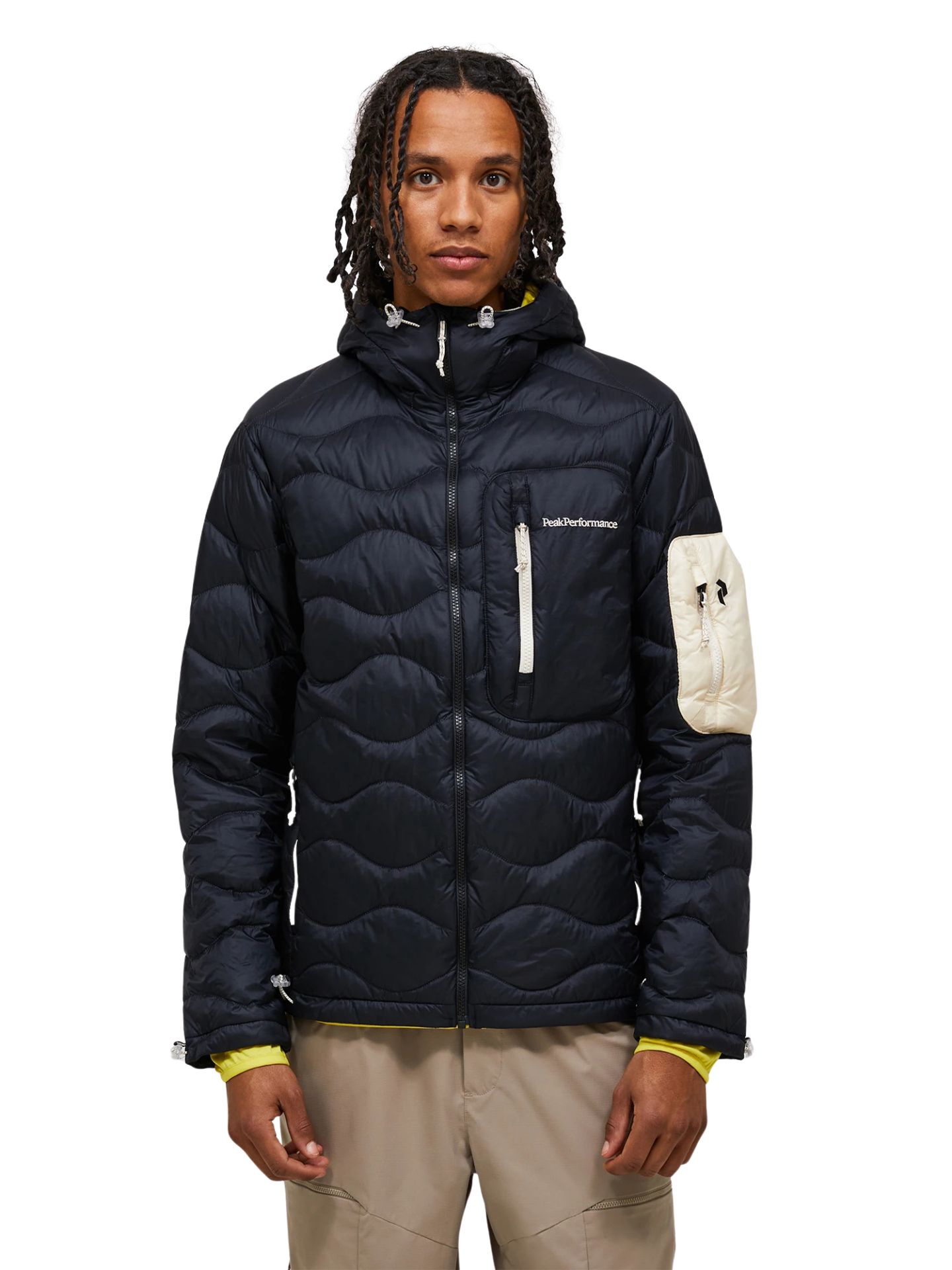 Kurtka puchowa męska Peak Performance Helium Utility Down Hood Jacket black/sand fog
