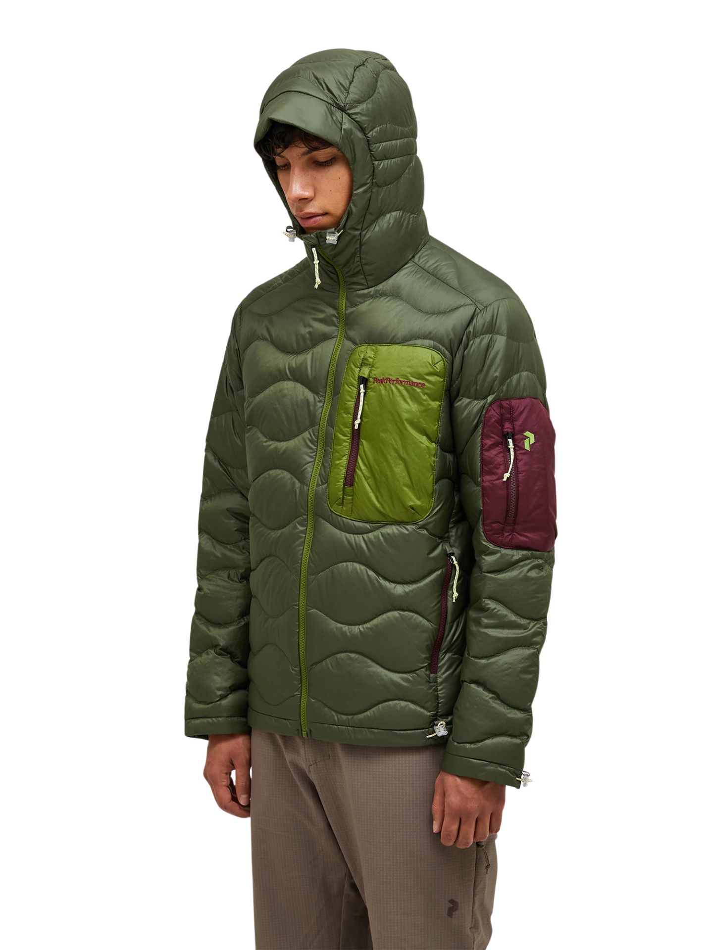 Kurtka puchowa męska Peak Performance Helium Utility Down Hood Jacket pine needle/mosswood