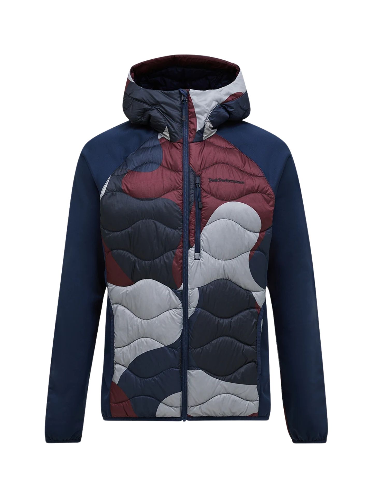 Kurtka męska Peak Performance Helium AOP Down Hybrid Hood snowbank/blue shadow